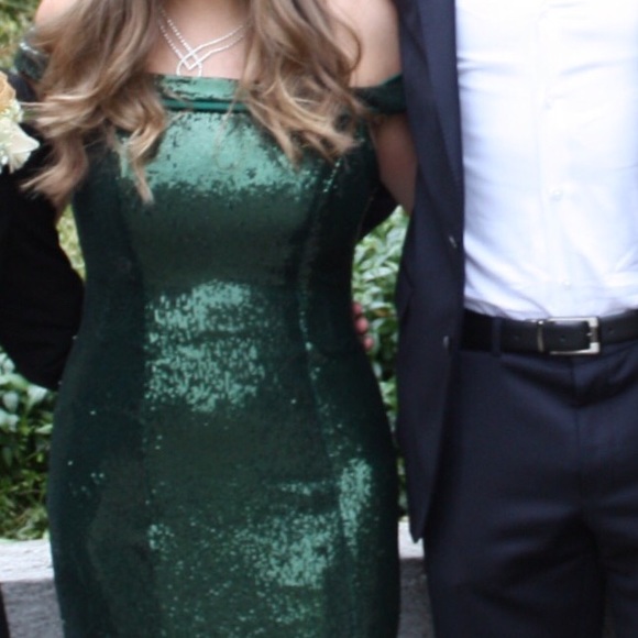 Long mermaid off shoulder sparkly prom dress - Picture 3 of 5